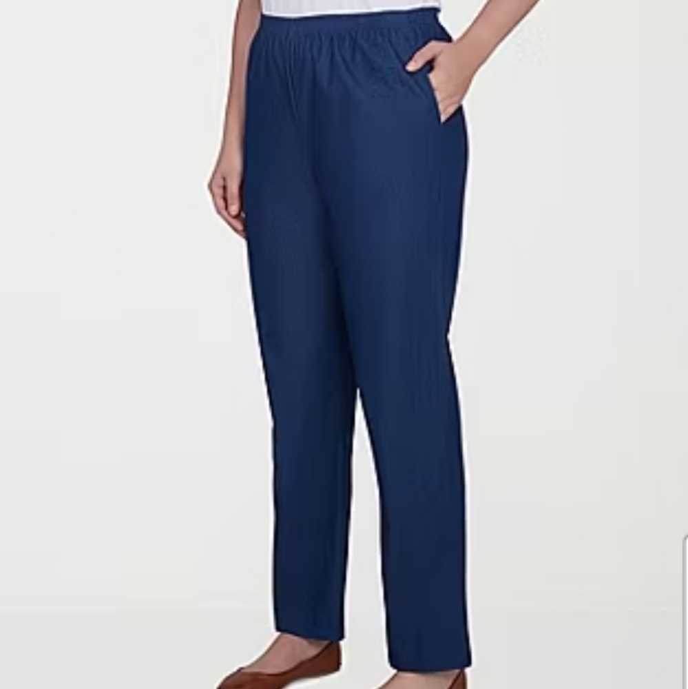 Alfred Dunner Mid-rise Strait Blue Jean Capris Elastic Waist Pull On Pants - NWT